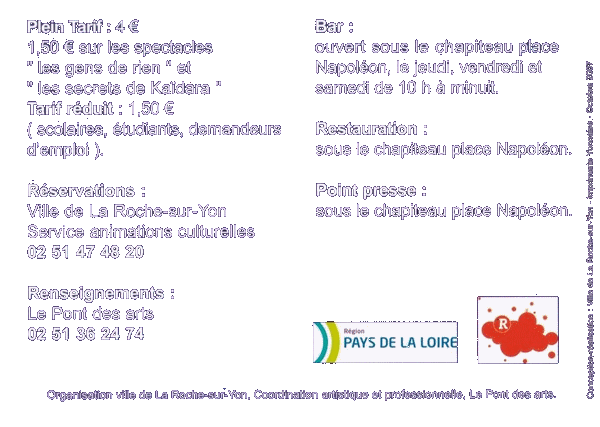 tarifs et services des rencontres artistiques En Cration 2007